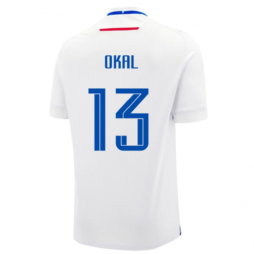 Danxen Kvinnor Slovakien Marek Okal #13 Vit Blå Bortatröja Matchtröjor 26-28 Tröjor T-Tröja