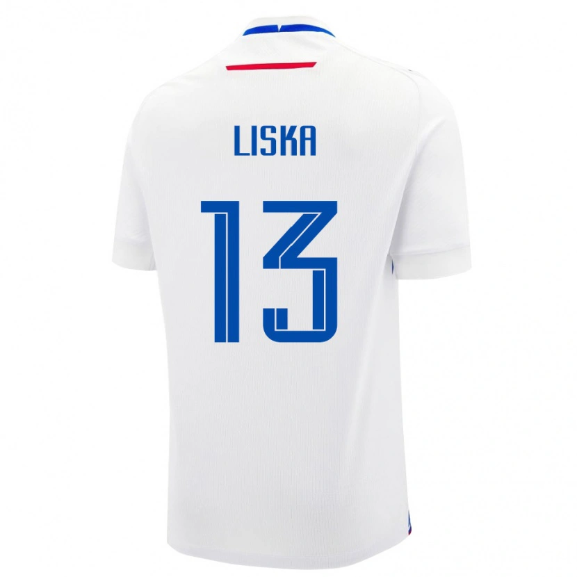Danxen Kvinnor Slovakien Lukas Liska #13 Vit Blå Bortatröja Matchtröjor 26-28 Tröjor T-Tröja
