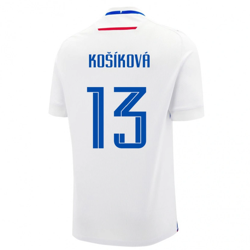 Danxen Kvinnor Slovakien Kristína Košíková #13 Vit Blå Bortatröja Matchtröjor 26-28 Tröjor T-Tröja