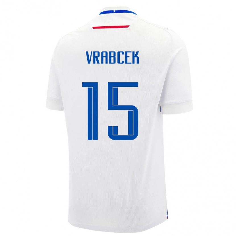 Danxen Kvinnor Slovakien Tomas Vrabcek #15 Vit Blå Bortatröja Matchtröjor 26-28 Tröjor T-Tröja