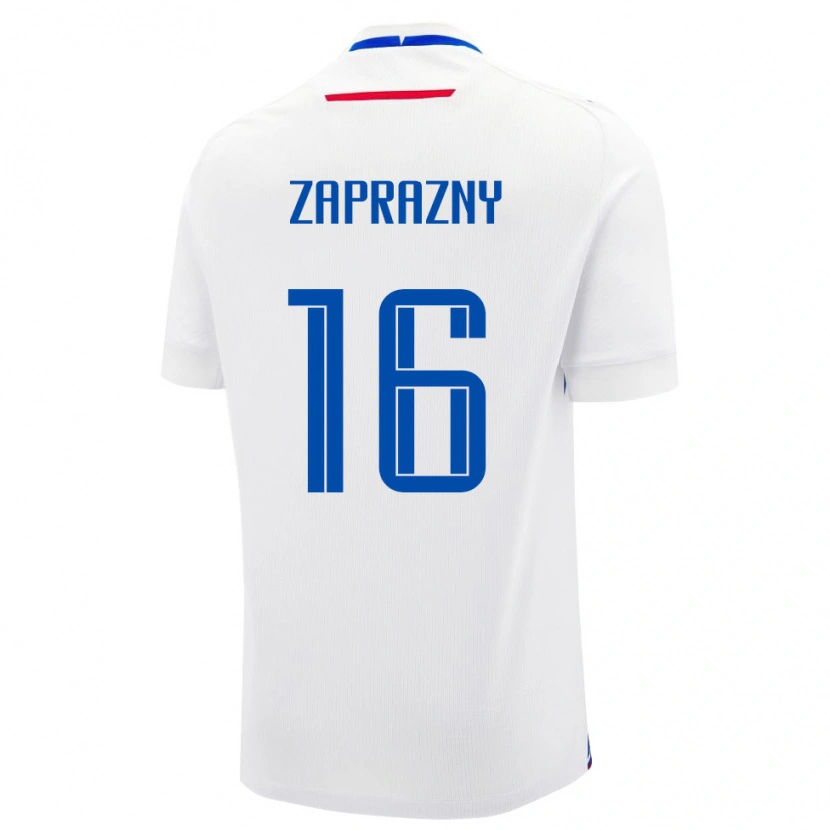 Danxen Kvinnor Slovakien Andrej Zaprazny #16 Vit Blå Bortatröja Matchtröjor 26-28 Tröjor T-Tröja