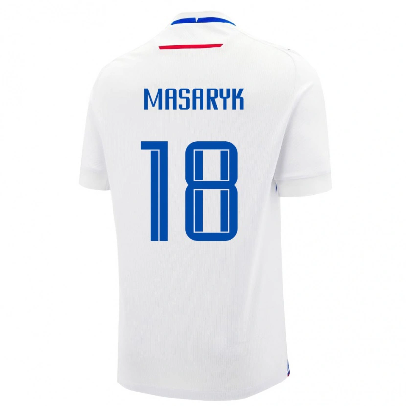 Danxen Kvinnor Slovakien Andy Masaryk #18 Vit Blå Bortatröja Matchtröjor 26-28 Tröjor T-Tröja