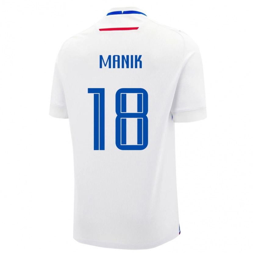 Danxen Kvinnor Slovakien Robert Manik #18 Vit Blå Bortatröja Matchtröjor 26-28 Tröjor T-Tröja
