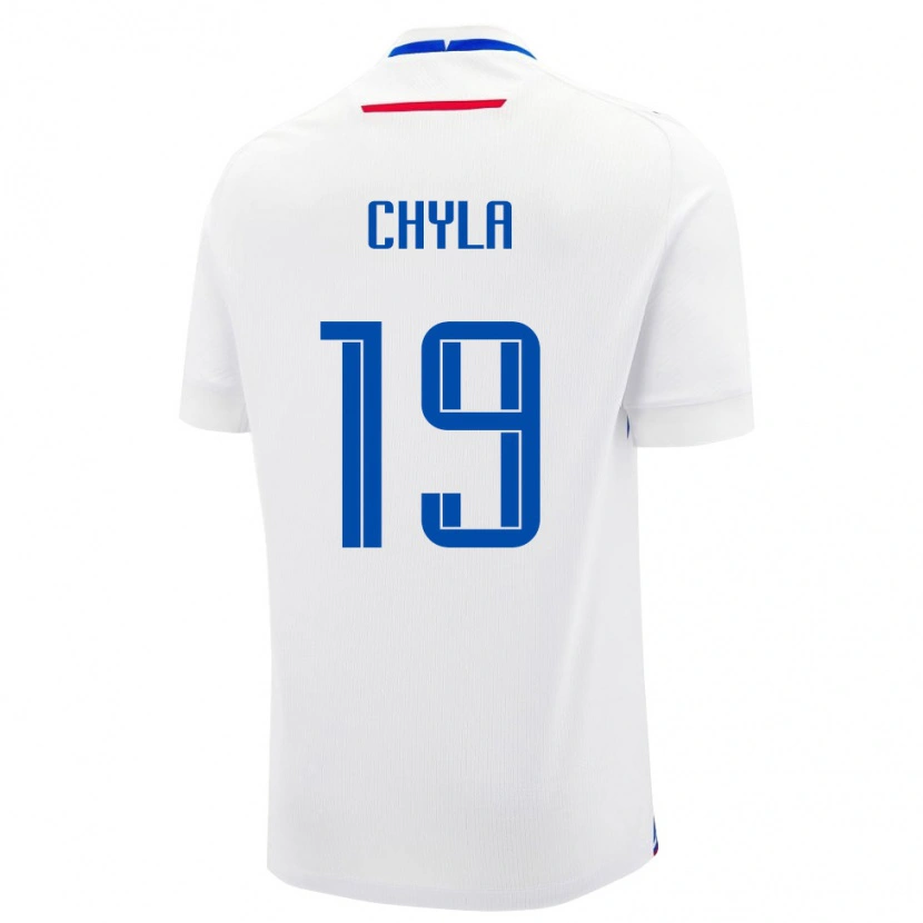 Danxen Kvinnor Slovakien Vincent Chyla #19 Vit Blå Bortatröja Matchtröjor 26-28 Tröjor T-Tröja