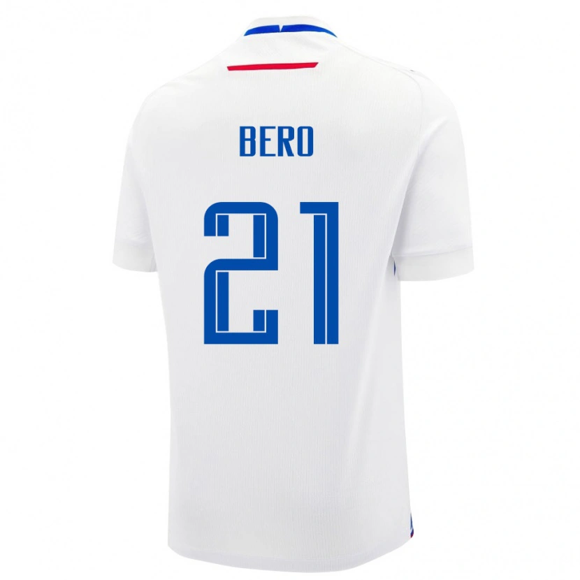 Danxen Kvinnor Slovakien Matus Bero #21 Vit Blå Bortatröja Matchtröjor 26-28 Tröjor T-Tröja