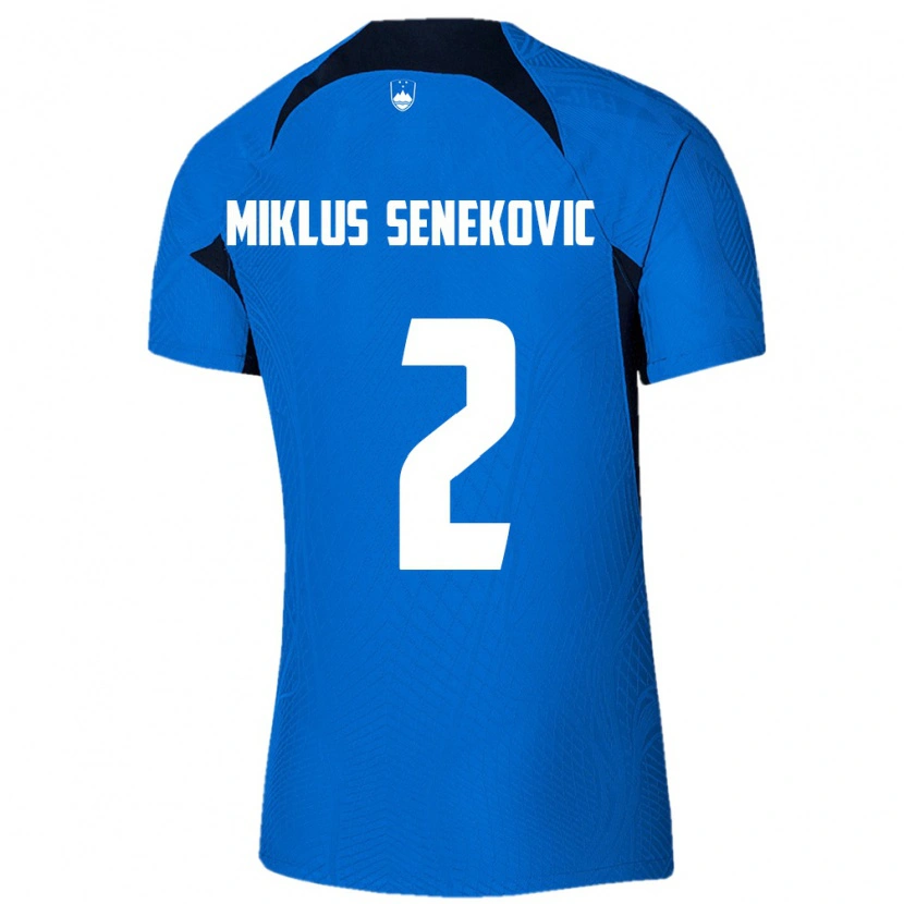 Danxen Kvinnor Slovenien Gal Miklus Senekovic #2 Blå Vit Bortatröja Matchtröjor 26-28 Tröjor T-Tröja