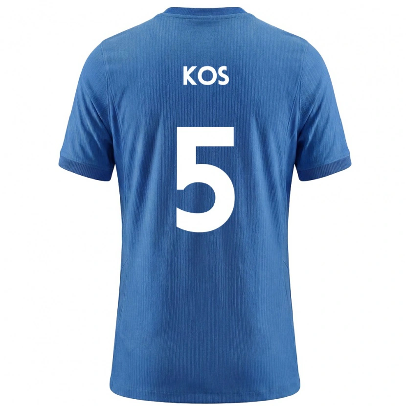 Danxen Kvinnor Slovenien Evelina Kos #5 Blå Vit Bortatröja Matchtröjor 26-28 Tröjor T-Tröja