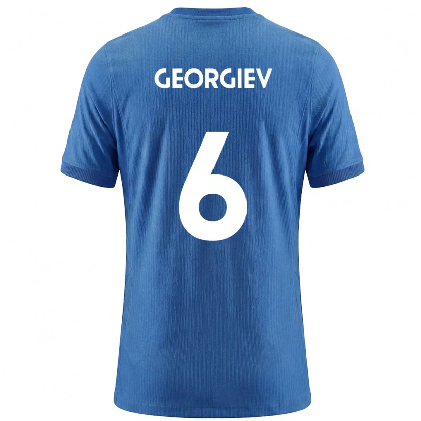 Danxen Kvinnor Slovenien Luka Georgiev #6 Blå Vit Bortatröja Matchtröjor 26-28 Tröjor T-Tröja