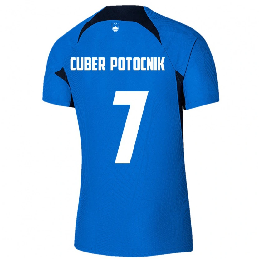 Danxen Kvinnor Slovenien Jaka Cuber Potocnik #7 Blå Vit Bortatröja Matchtröjor 26-28 Tröjor T-Tröja