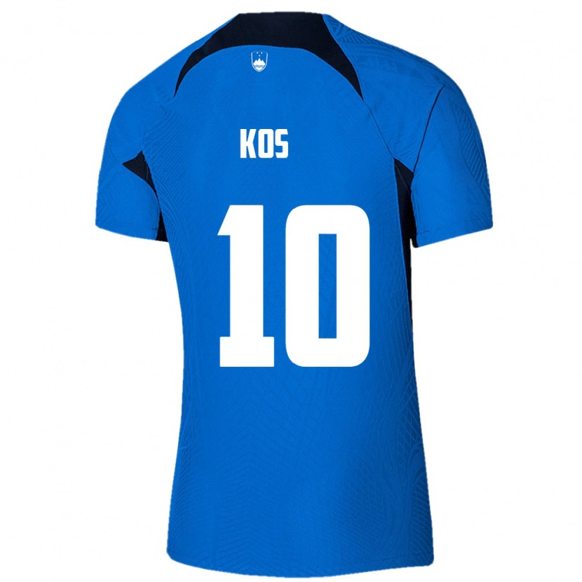Danxen Kvinnor Slovenien Liam Kos #10 Blå Vit Bortatröja Matchtröjor 26-28 Tröjor T-Tröja