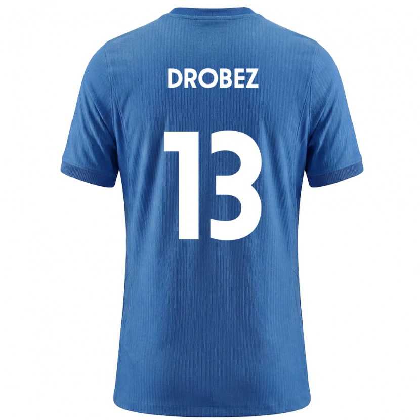 Danxen Kvinnor Slovenien Timotej Drobez #13 Blå Vit Bortatröja Matchtröjor 26-28 Tröjor T-Tröja