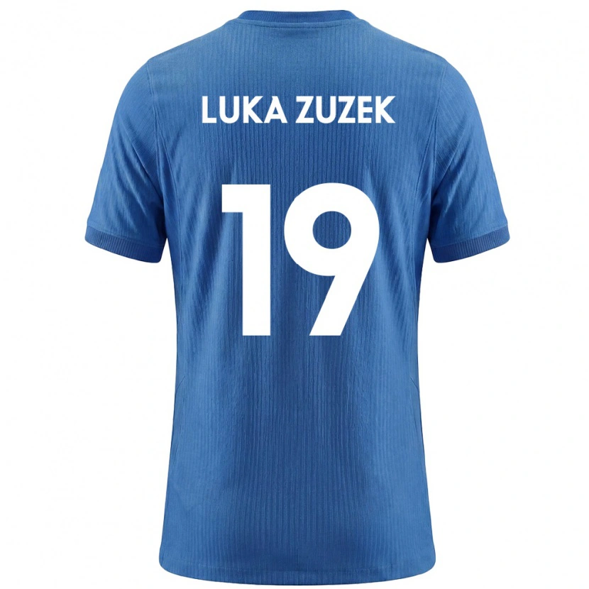 Danxen Kvinnor Slovenien Zan Luka Zuzek #19 Blå Vit Bortatröja Matchtröjor 26-28 Tröjor T-Tröja
