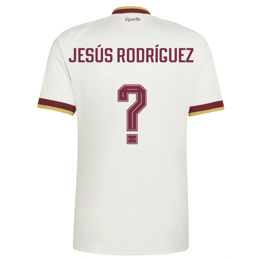 Danxen Kvinnor Spanien Jesús Rodríguez #0 Off-White Burgund Bortatröja Matchtröjor 26-28 Tröjor T-Tröja
