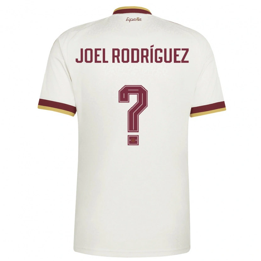 Danxen Kvinnor Spanien Joel Rodríguez #0 Off-White Burgund Bortatröja Matchtröjor 26-28 Tröjor T-Tröja