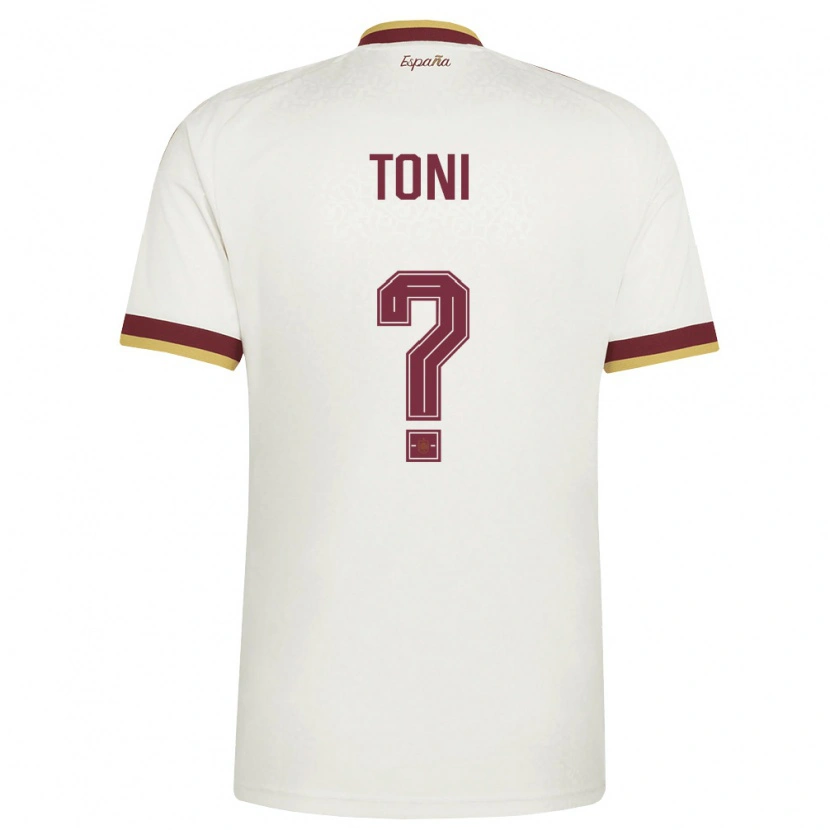 Danxen Kvinnor Spanien Toni Fernández #0 Off-White Burgund Bortatröja Matchtröjor 26-28 Tröjor T-Tröja