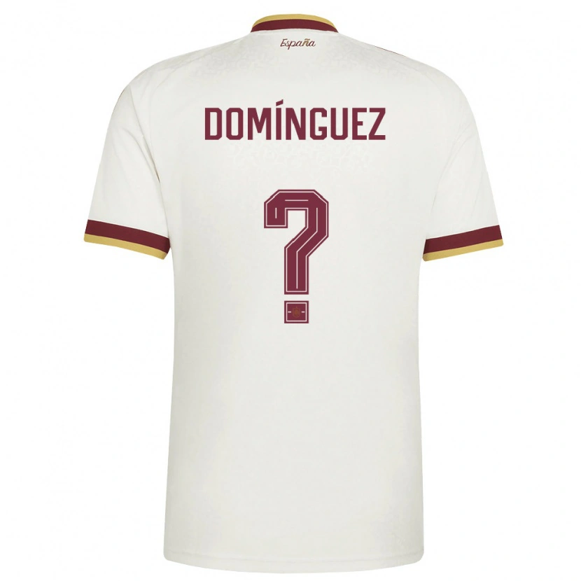 Danxen Kvinnor Spanien Jorge Domínguez #0 Off-White Burgund Bortatröja Matchtröjor 26-28 Tröjor T-Tröja