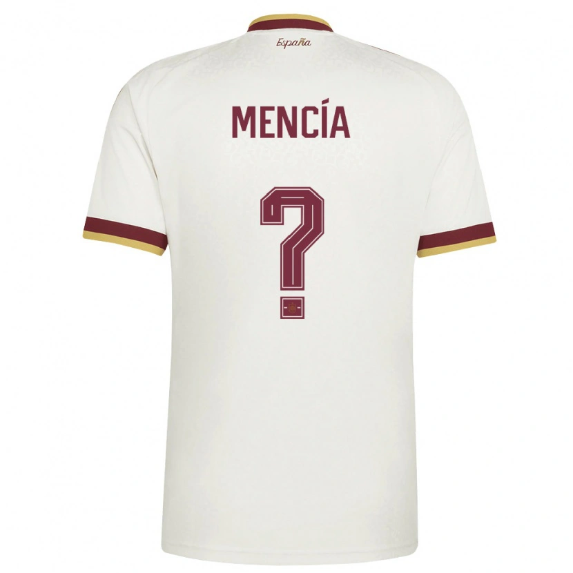 Danxen Kvinnor Spanien Ian Mencía #0 Off-White Burgund Bortatröja Matchtröjor 26-28 Tröjor T-Tröja