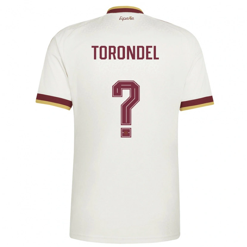 Danxen Kvinnor Spanien Aitor Torondel #0 Off-White Burgund Bortatröja Matchtröjor 26-28 Tröjor T-Tröja