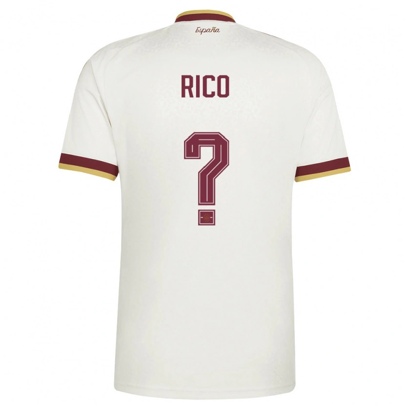 Danxen Kvinnor Spanien Leo Rico #0 Off-White Burgund Bortatröja Matchtröjor 26-28 Tröjor T-Tröja