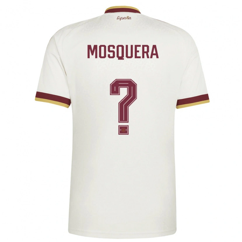 Danxen Kvinnor Spanien Yulian Mosquera #0 Off-White Burgund Bortatröja Matchtröjor 26-28 Tröjor T-Tröja