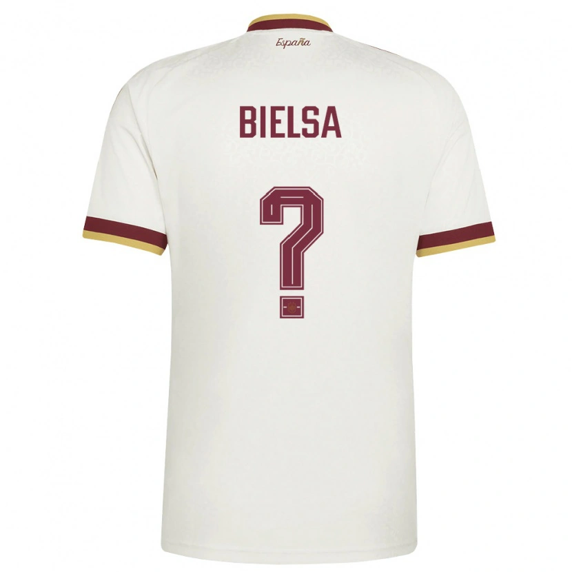Danxen Kvinnor Spanien Adrián Bielsa #0 Off-White Burgund Bortatröja Matchtröjor 26-28 Tröjor T-Tröja