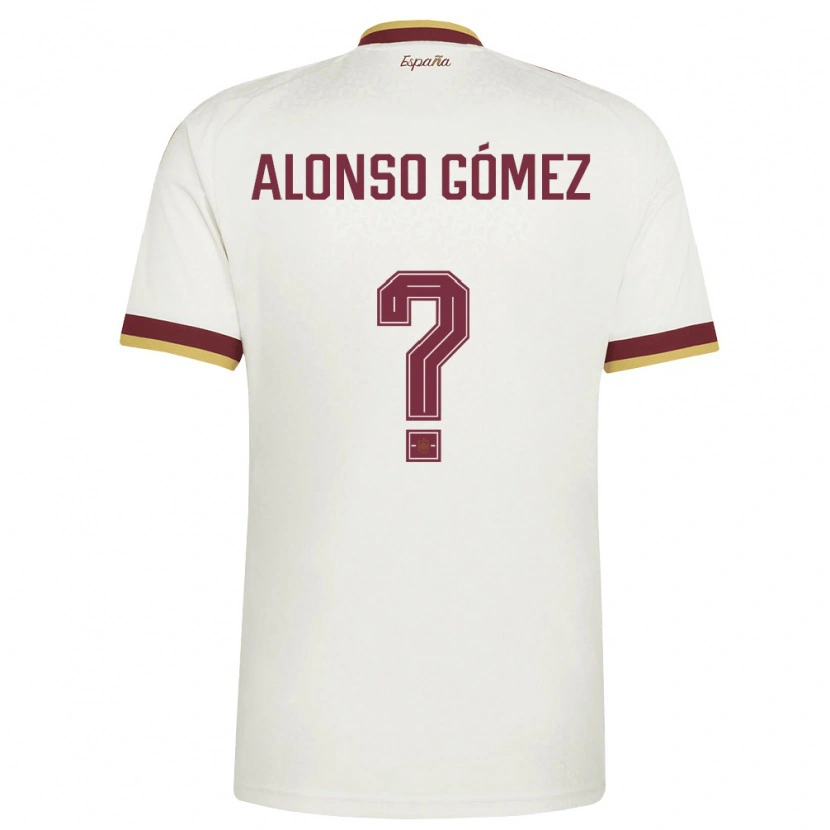 Danxen Kvinnor Spanien Alonso Gómez #0 Off-White Burgund Bortatröja Matchtröjor 26-28 Tröjor T-Tröja