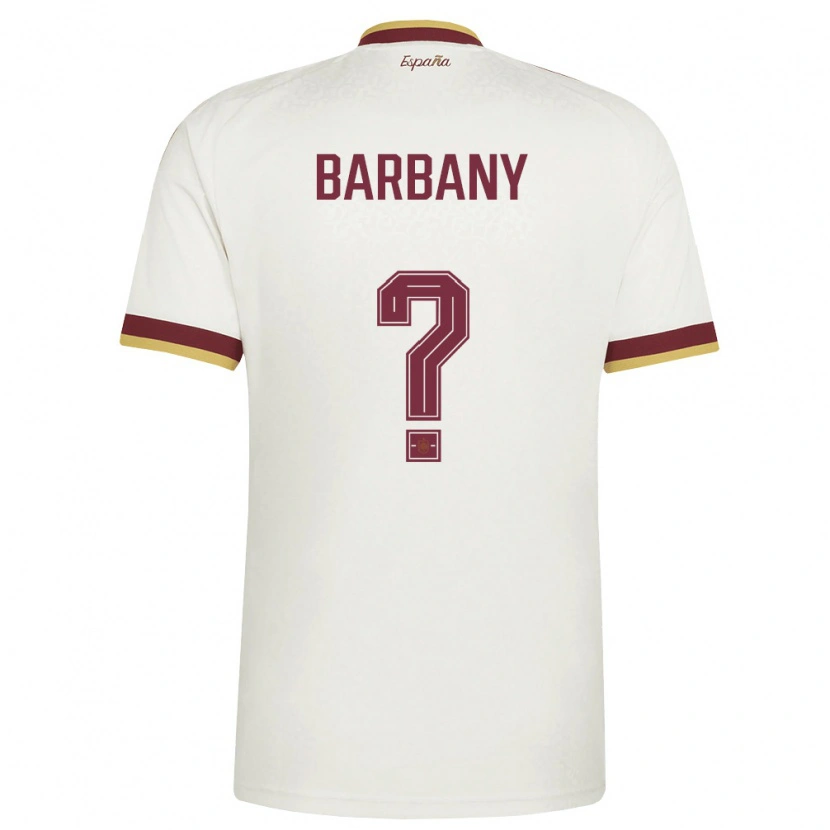 Danxen Kvinnor Spanien Víctor Barbany #0 Off-White Burgund Bortatröja Matchtröjor 26-28 Tröjor T-Tröja