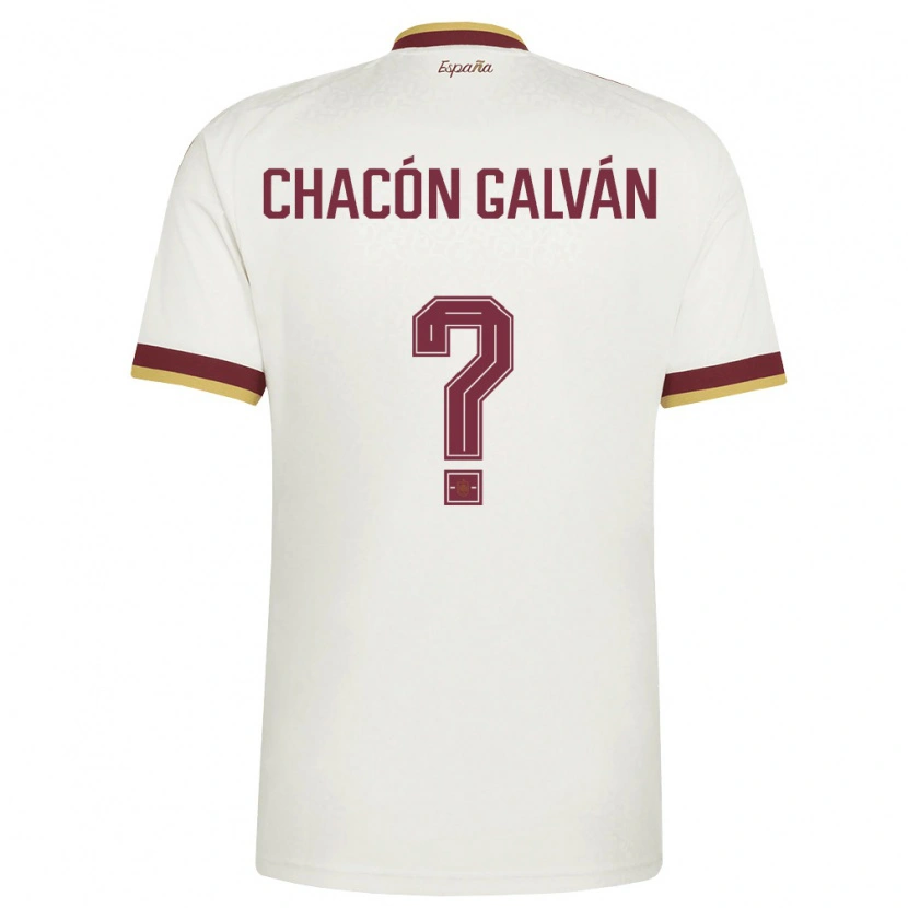 Danxen Kvinnor Spanien Hugo Chacón Galván #0 Off-White Burgund Bortatröja Matchtröjor 26-28 Tröjor T-Tröja