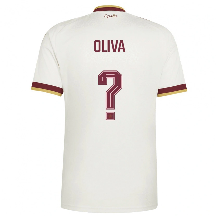 Danxen Kvinnor Spanien Hugo Oliva #0 Off-White Burgund Bortatröja Matchtröjor 26-28 Tröjor T-Tröja