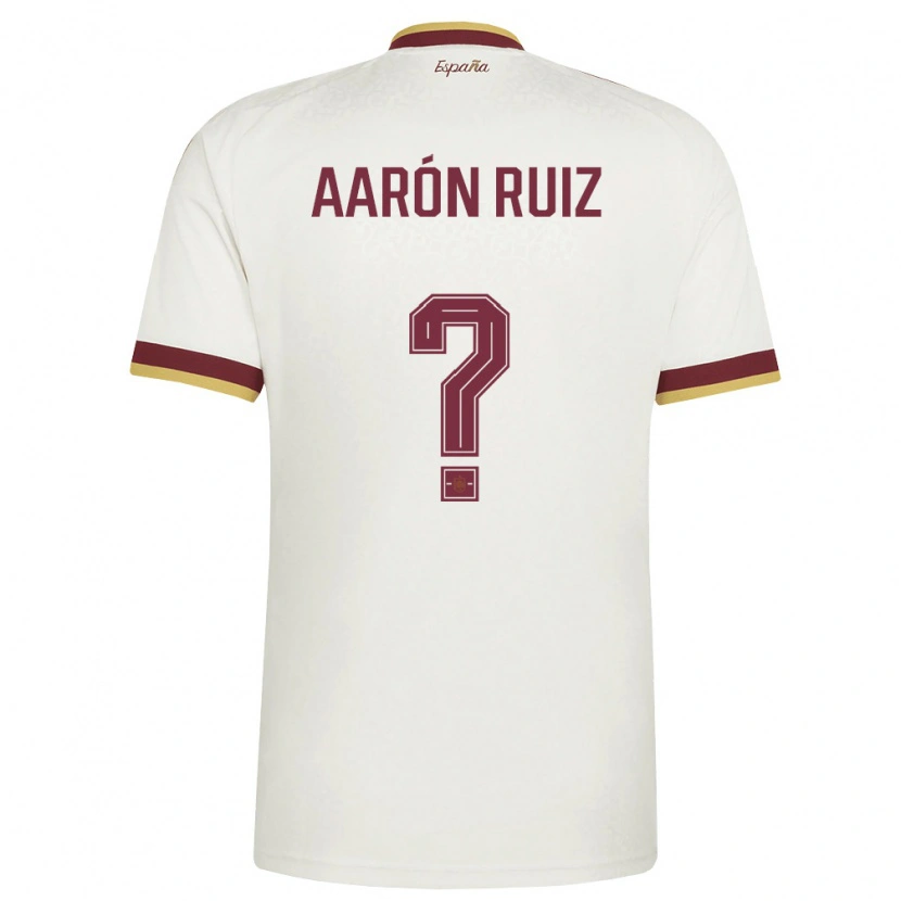 Danxen Kvinnor Spanien Aarón Ruiz #0 Off-White Burgund Bortatröja Matchtröjor 26-28 Tröjor T-Tröja