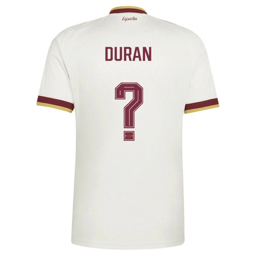 Danxen Kvinnor Spanien Pol Duran #0 Off-White Burgund Bortatröja Matchtröjor 26-28 Tröjor T-Tröja