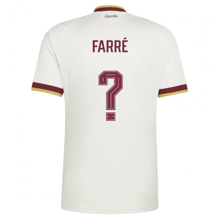 Danxen Kvinnor Spanien Landry Farré #0 Off-White Burgund Bortatröja Matchtröjor 26-28 Tröjor T-Tröja