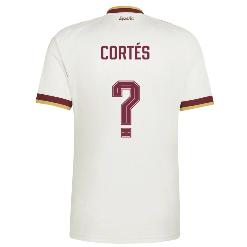 Danxen Kvinnor Spanien Lucas Cortés #0 Off-White Burgund Bortatröja Matchtröjor 26-28 Tröjor T-Tröja