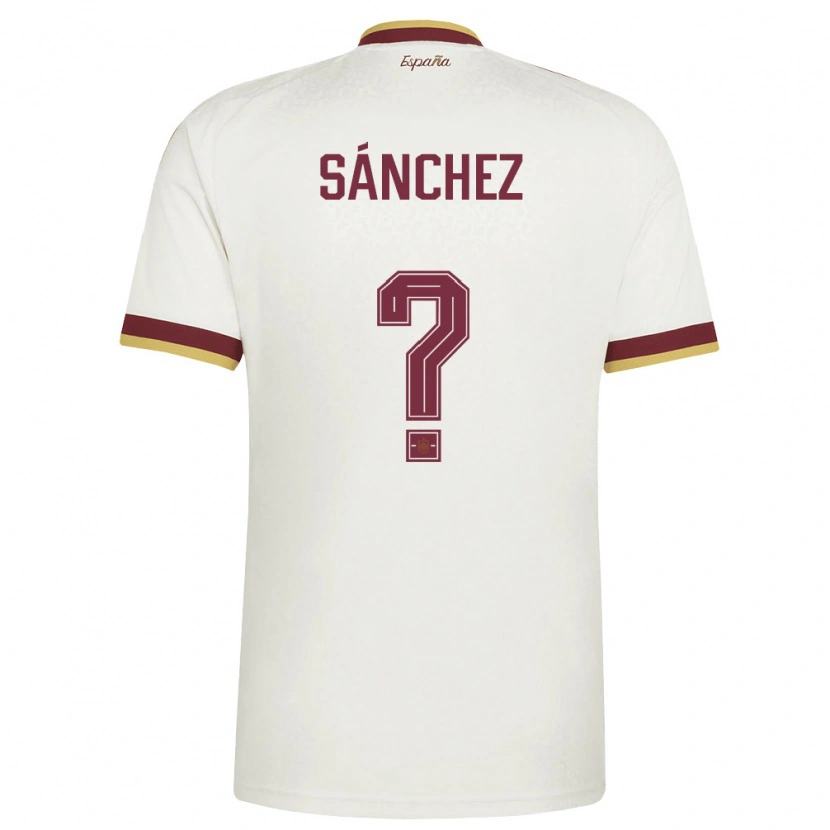 Danxen Kvinnor Spanien Julen Sánchez #0 Off-White Burgund Bortatröja Matchtröjor 26-28 Tröjor T-Tröja