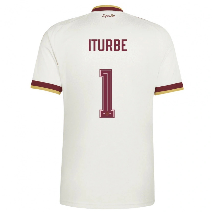 Danxen Kvinnor Spanien Alejandro Iturbe #1 Off-White Burgund Bortatröja Matchtröjor 26-28 Tröjor T-Tröja