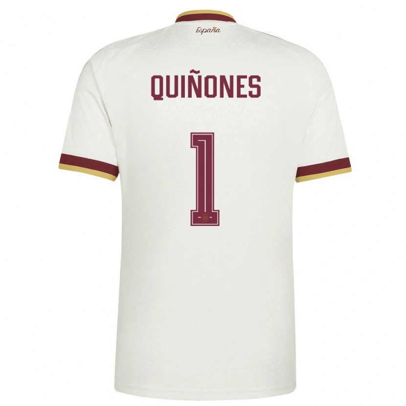 Danxen Kvinnor Spanien Mariasun Quinones #1 Off-White Burgund Bortatröja Matchtröjor 26-28 Tröjor T-Tröja