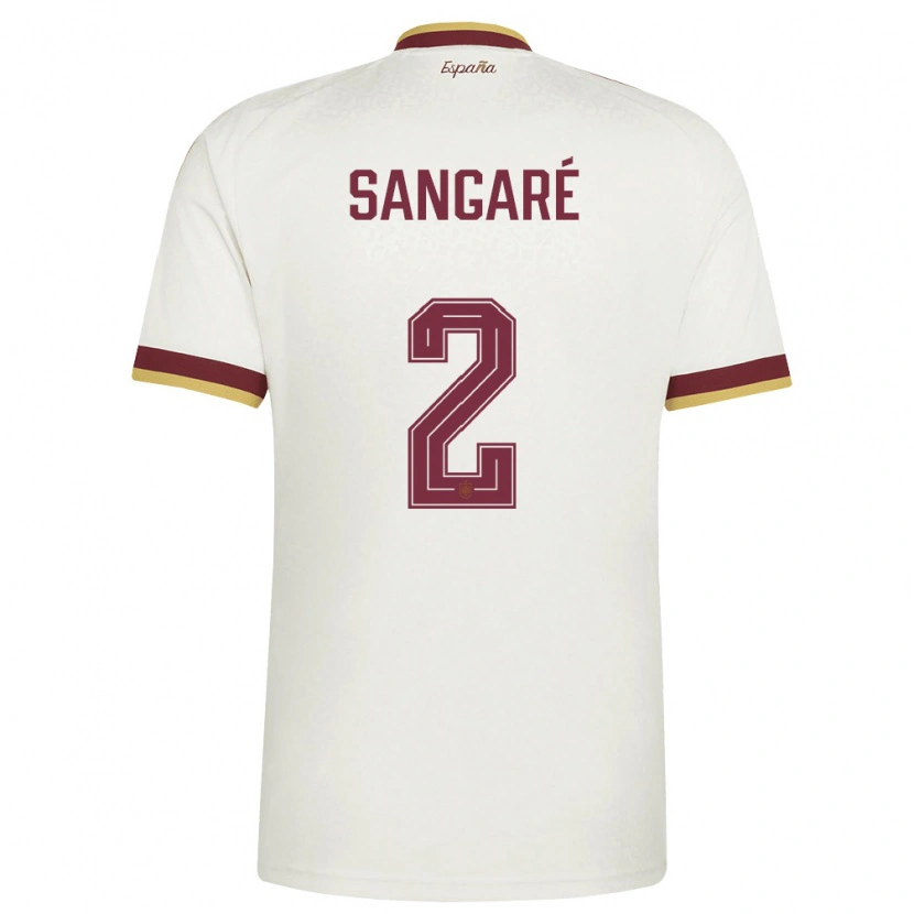 Danxen Kvinnor Spanien Buba Sangaré #2 Off-White Burgund Bortatröja Matchtröjor 26-28 Tröjor T-Tröja