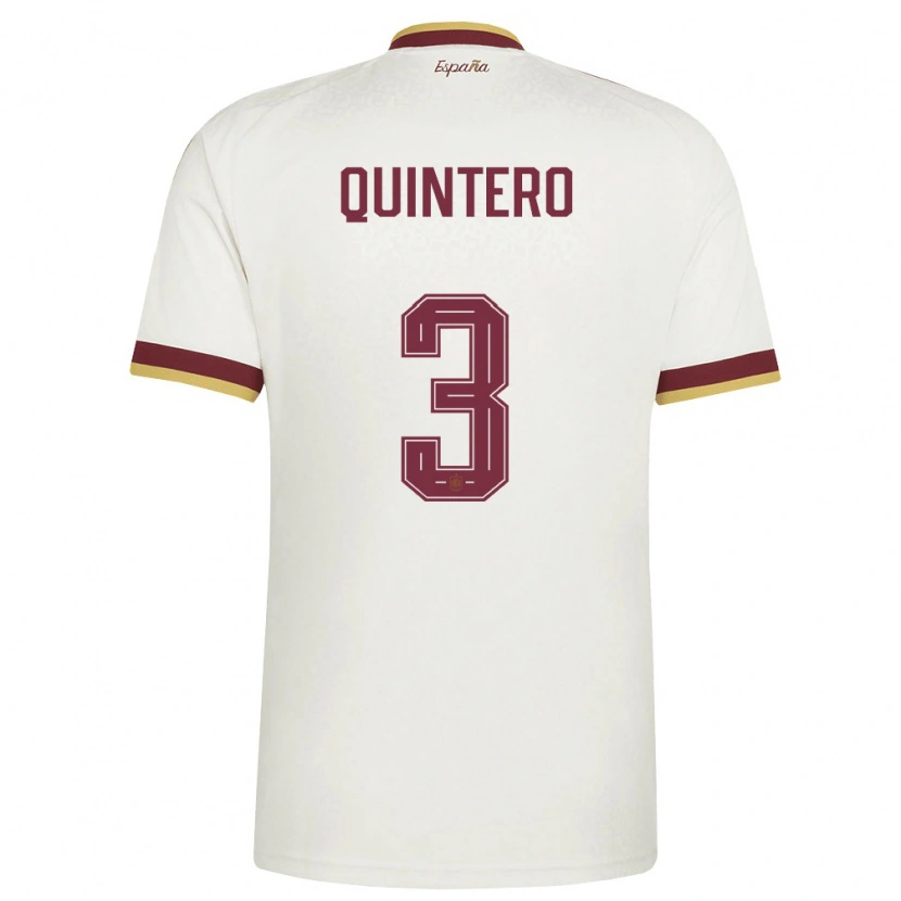 Danxen Kvinnor Spanien Iker Quintero #3 Off-White Burgund Bortatröja Matchtröjor 26-28 Tröjor T-Tröja