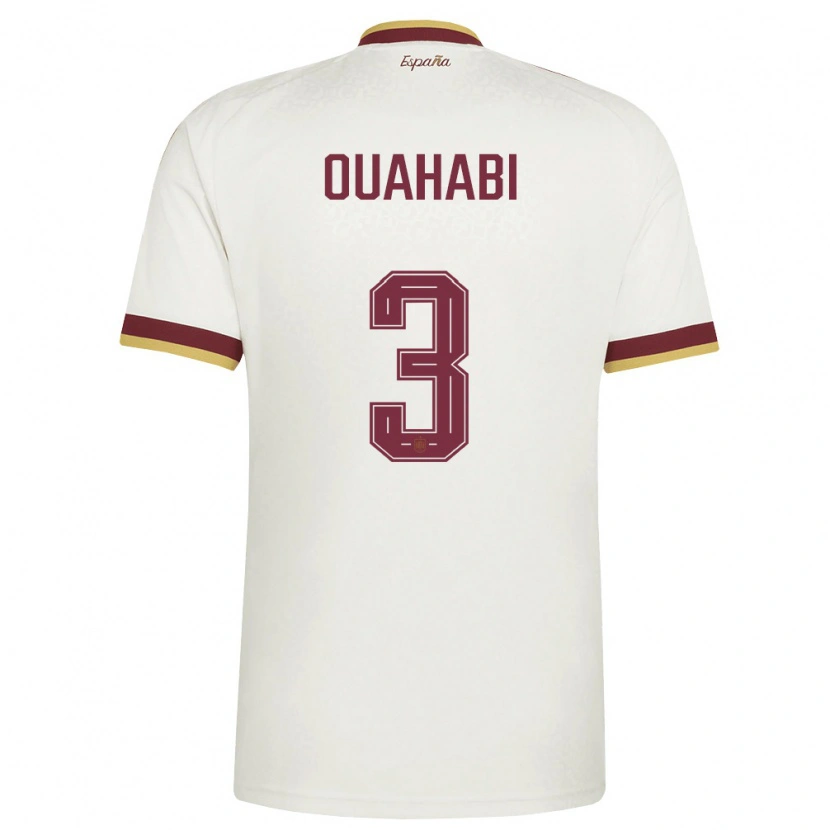 Danxen Kvinnor Spanien Leila Ouahabi #3 Off-White Burgund Bortatröja Matchtröjor 26-28 Tröjor T-Tröja