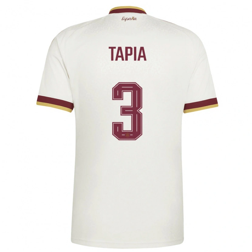 Danxen Kvinnor Spanien Unai Tapia #3 Off-White Burgund Bortatröja Matchtröjor 26-28 Tröjor T-Tröja