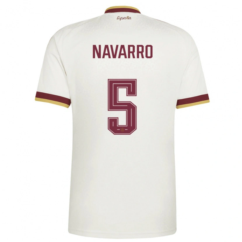 Danxen Kvinnor Spanien Albert Navarro #5 Off-White Burgund Bortatröja Matchtröjor 26-28 Tröjor T-Tröja