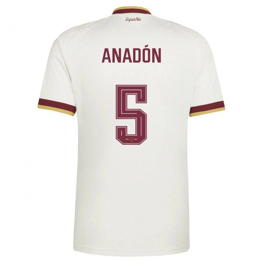 Danxen Kvinnor Spanien Guillermo Anadón #5 Off-White Burgund Bortatröja Matchtröjor 26-28 Tröjor T-Tröja