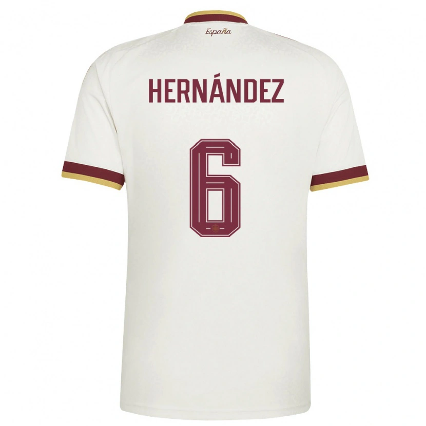 Danxen Kvinnor Spanien Gerard Hernandez #6 Off-White Burgund Bortatröja Matchtröjor 26-28 Tröjor T-Tröja