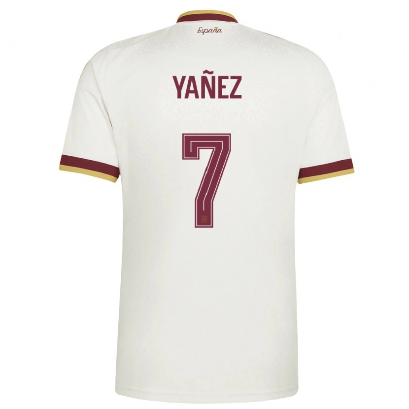 Danxen Kvinnor Spanien Daniel Yáñez #7 Off-White Burgund Bortatröja Matchtröjor 26-28 Tröjor T-Tröja
