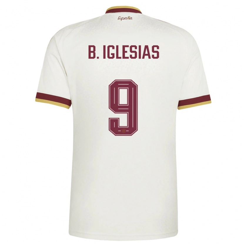 Danxen Kvinnor Spanien Borja Iglesias #9 Off-White Burgund Bortatröja Matchtröjor 26-28 Tröjor T-Tröja