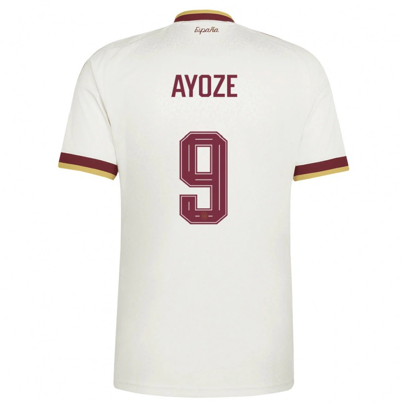 Danxen Kvinnor Spanien Ayoze Pérez #9 Off-White Burgund Bortatröja Matchtröjor 26-28 Tröjor T-Tröja