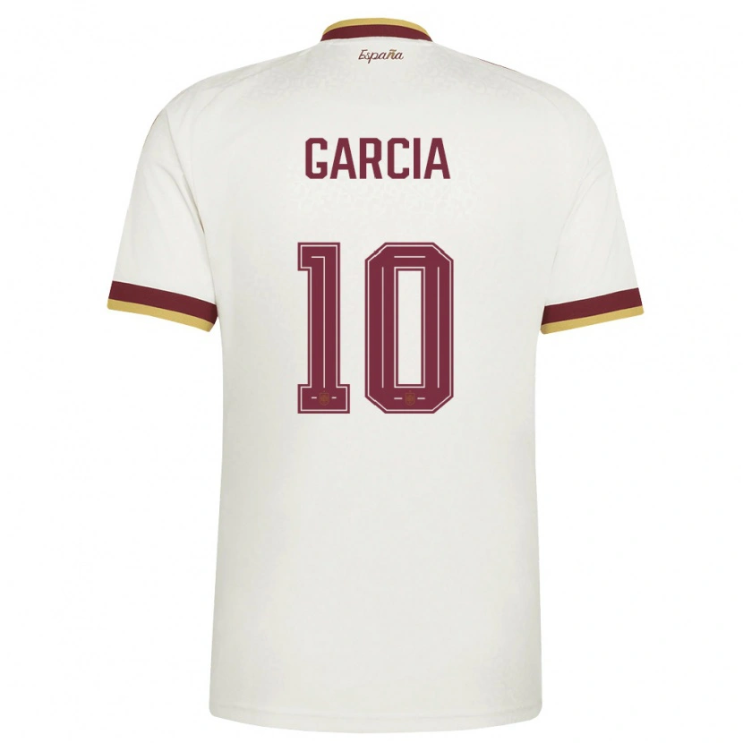 Danxen Kvinnor Spanien Pablo García #10 Off-White Burgund Bortatröja Matchtröjor 26-28 Tröjor T-Tröja
