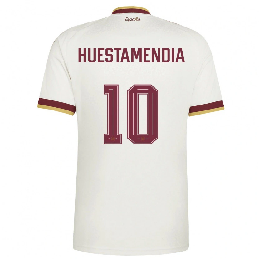 Danxen Kvinnor Spanien Peio Huestamendia #10 Off-White Burgund Bortatröja Matchtröjor 26-28 Tröjor T-Tröja