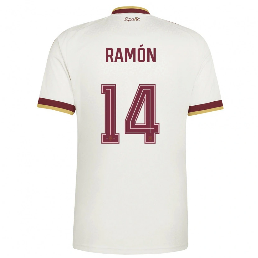Danxen Kvinnor Spanien Jacobo Ramón #14 Off-White Burgund Bortatröja Matchtröjor 26-28 Tröjor T-Tröja