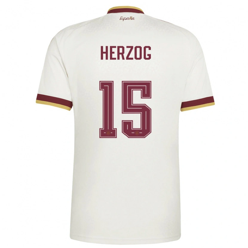 Danxen Kvinnor Spanien Juanma Herzog #15 Off-White Burgund Bortatröja Matchtröjor 26-28 Tröjor T-Tröja